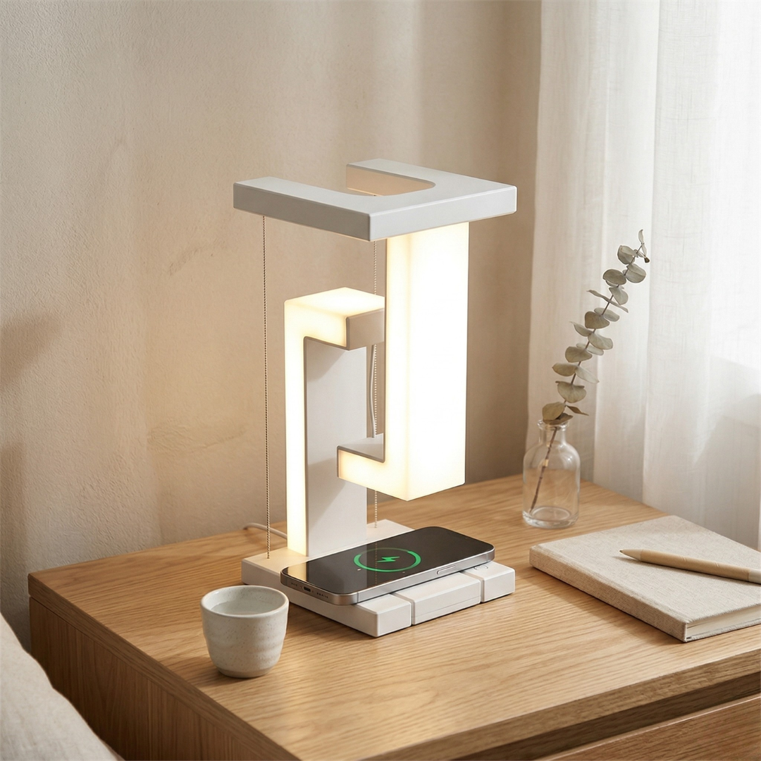 Levitating Desk Lamp With Wireless Charging For Modern Ambience