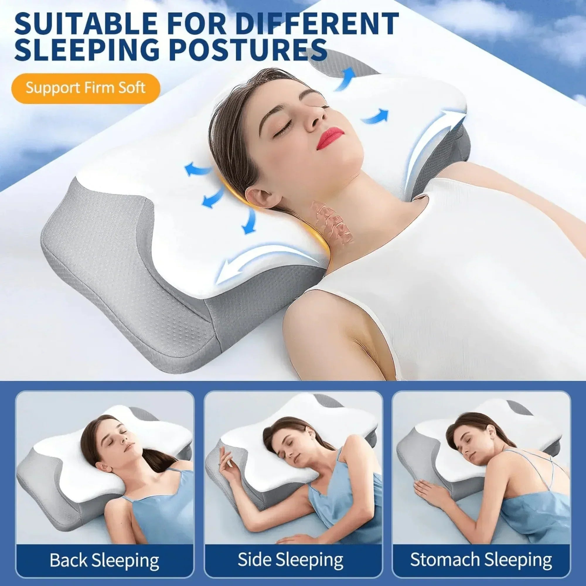 Butterfly Memory Foam Pude - Ortopædisk Smertelindrende Formet Pude
