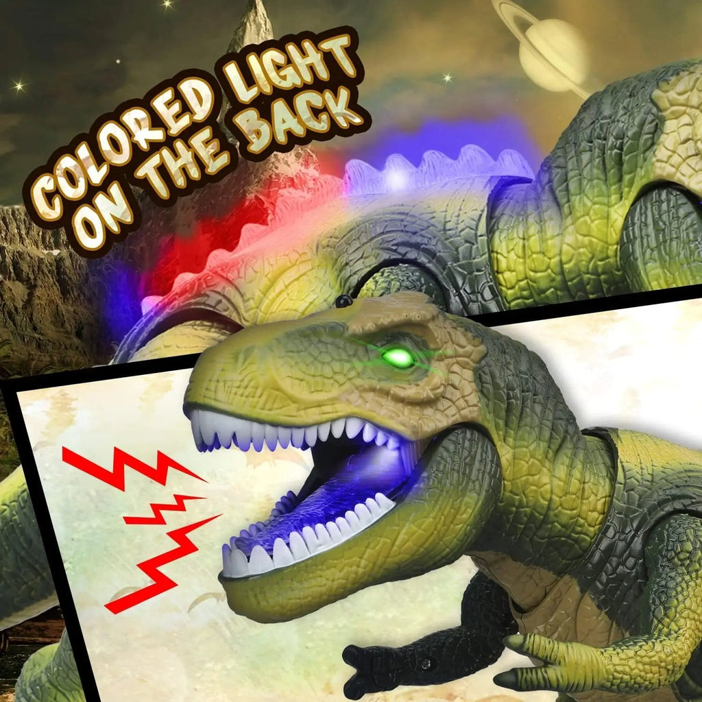 Remote Control T-Rex Dinosaur With LED Lights, Walking and Roaring Realistic Toys