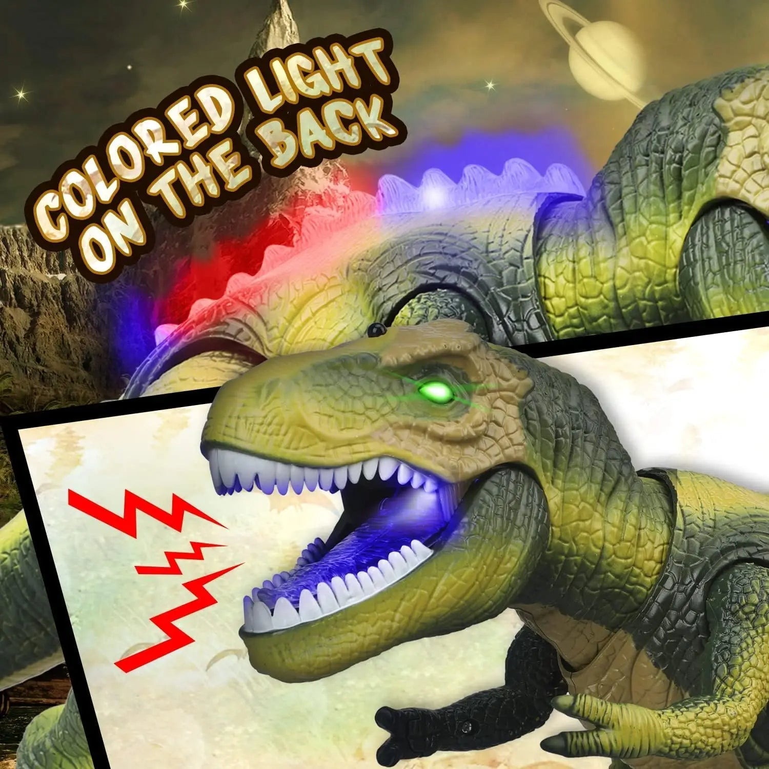 Uzaktan Kumandalı T-Rex Dinozor, LED Işıklar, Yürüyen ve Kükreyen Gerçekçi Oyuncaklar