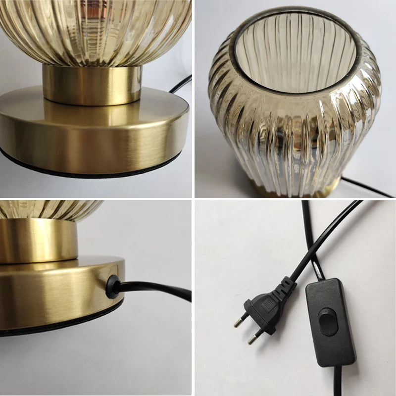 Aurelia Nordisk Amber Bordlampe for Soverom eller Stue