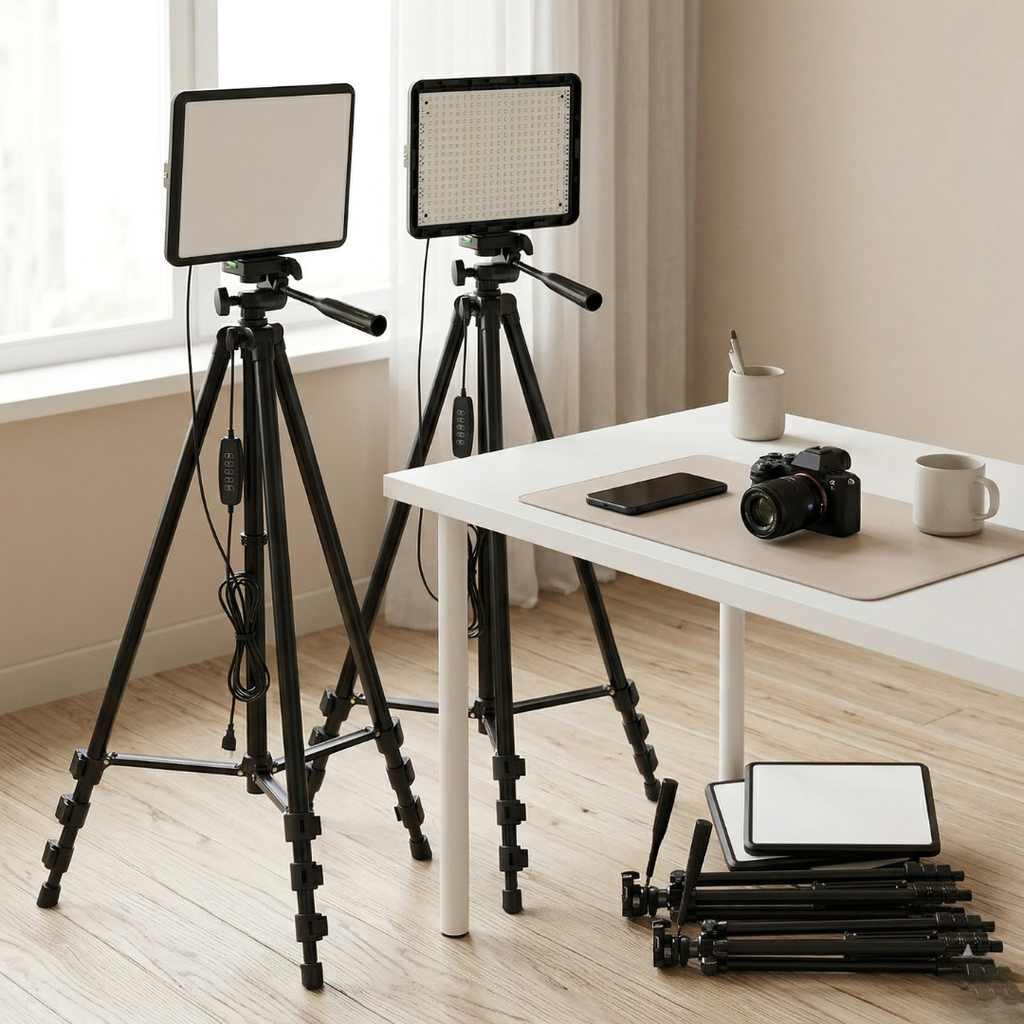 Fotografering og streaming med LED-video-lyssæt