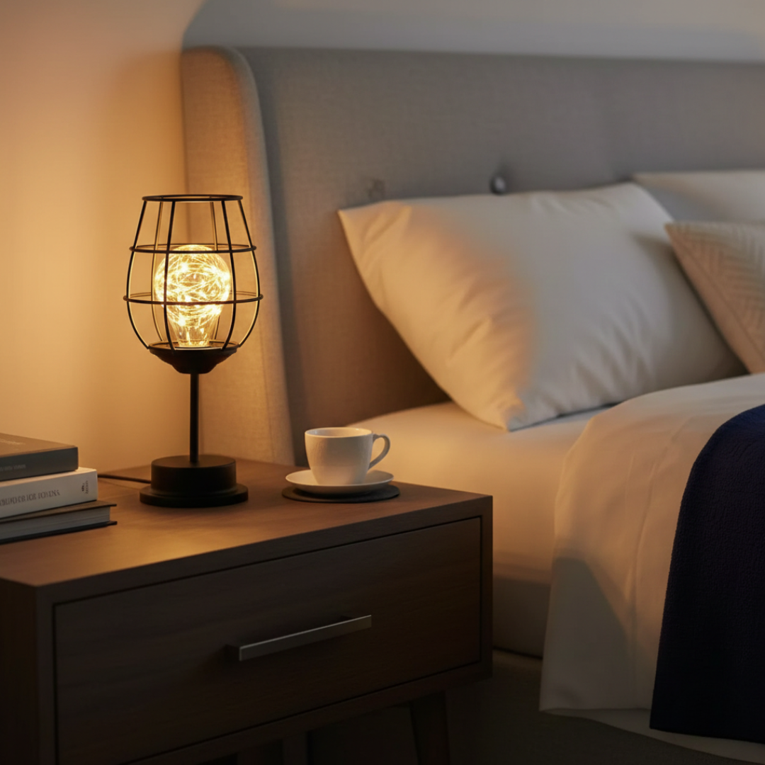 Industrial Cage Frame LED Table Lamp for Cozy Rooms