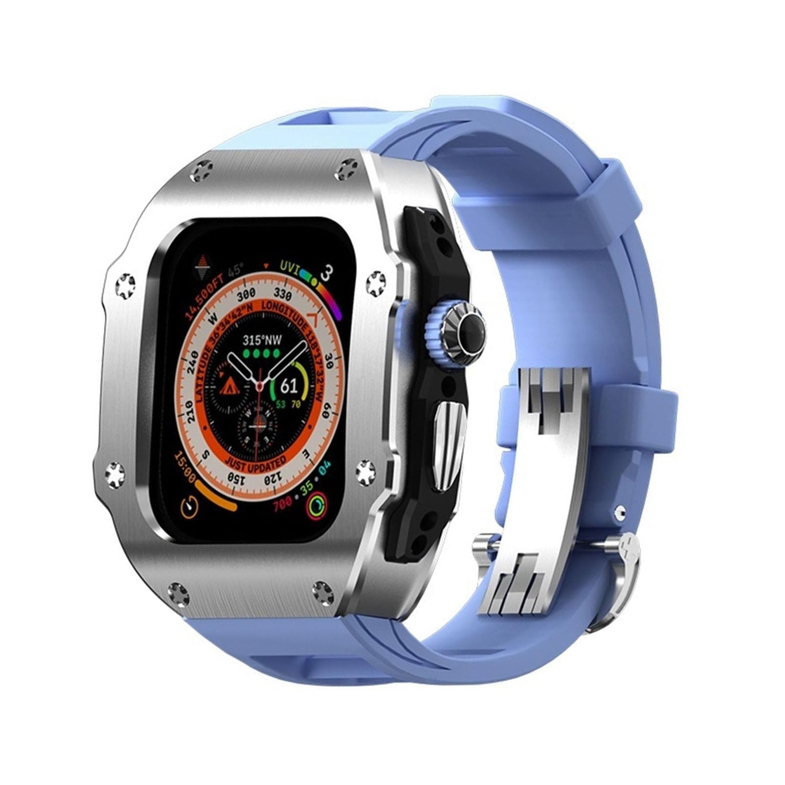 Carcasă cu bandă din fluororubber seria RM Vanguard, realizată din oțel inoxidabil pentru Apple Watch Ultra