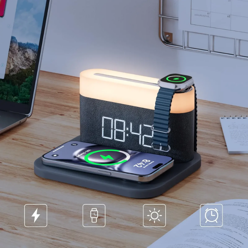 Lunara | 15W kabelloses Ladepad mit Nachtlicht für iPhone und Samsung | Orntli