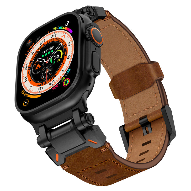 Skórzany pasek do Apple Watch z wytrzymałym wyglądem inspirowanym eksploratorem