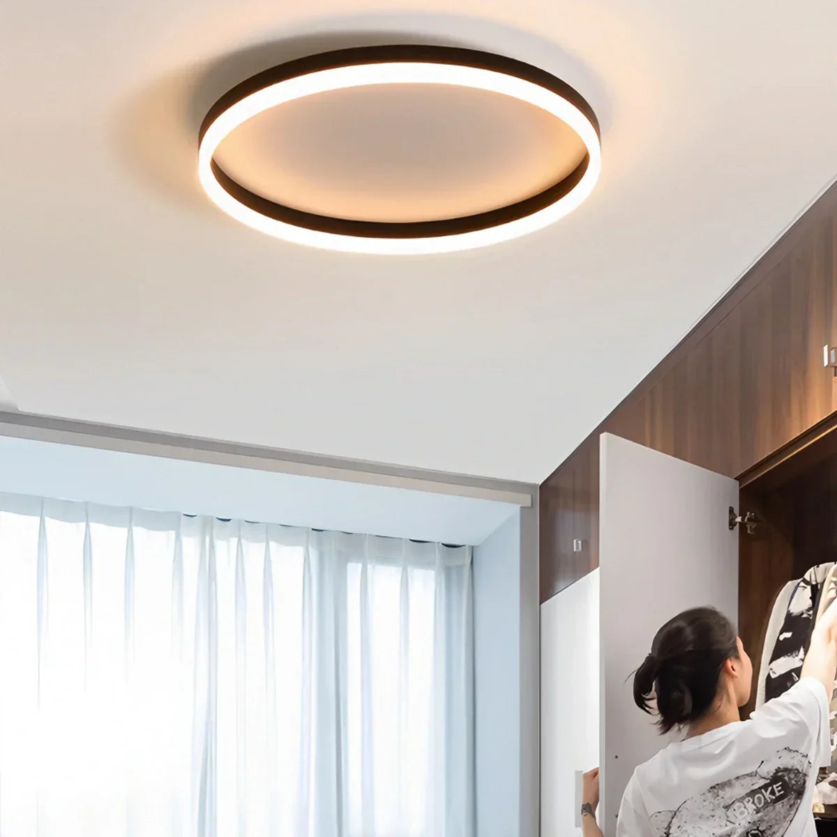 Nordisk cirkulær LED-loftlampe til soveværelse - Orntli