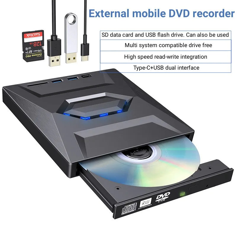 7-in-1 External DVD Drive and Writer With High Speed Data Transfer
