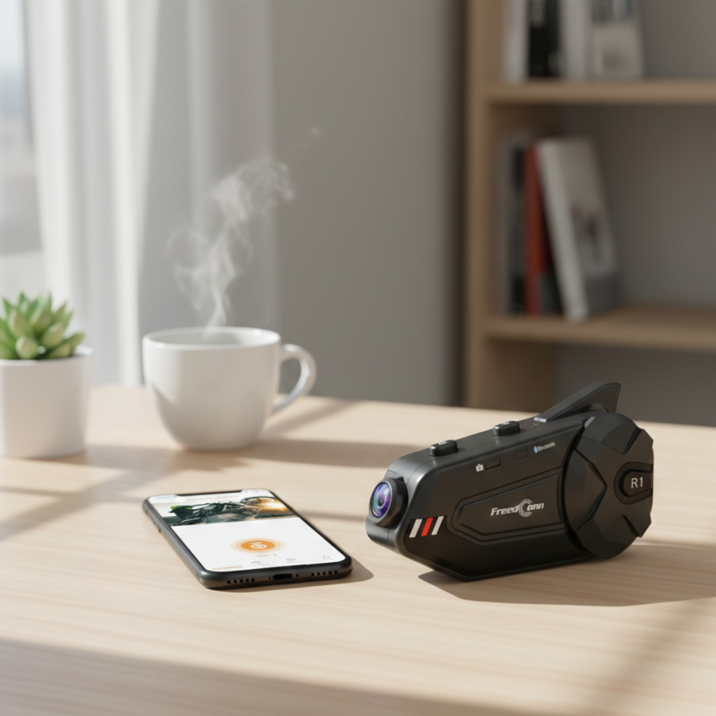 Interfono Bluetooth per Moto con Cuffie e Fotocamera 1080P