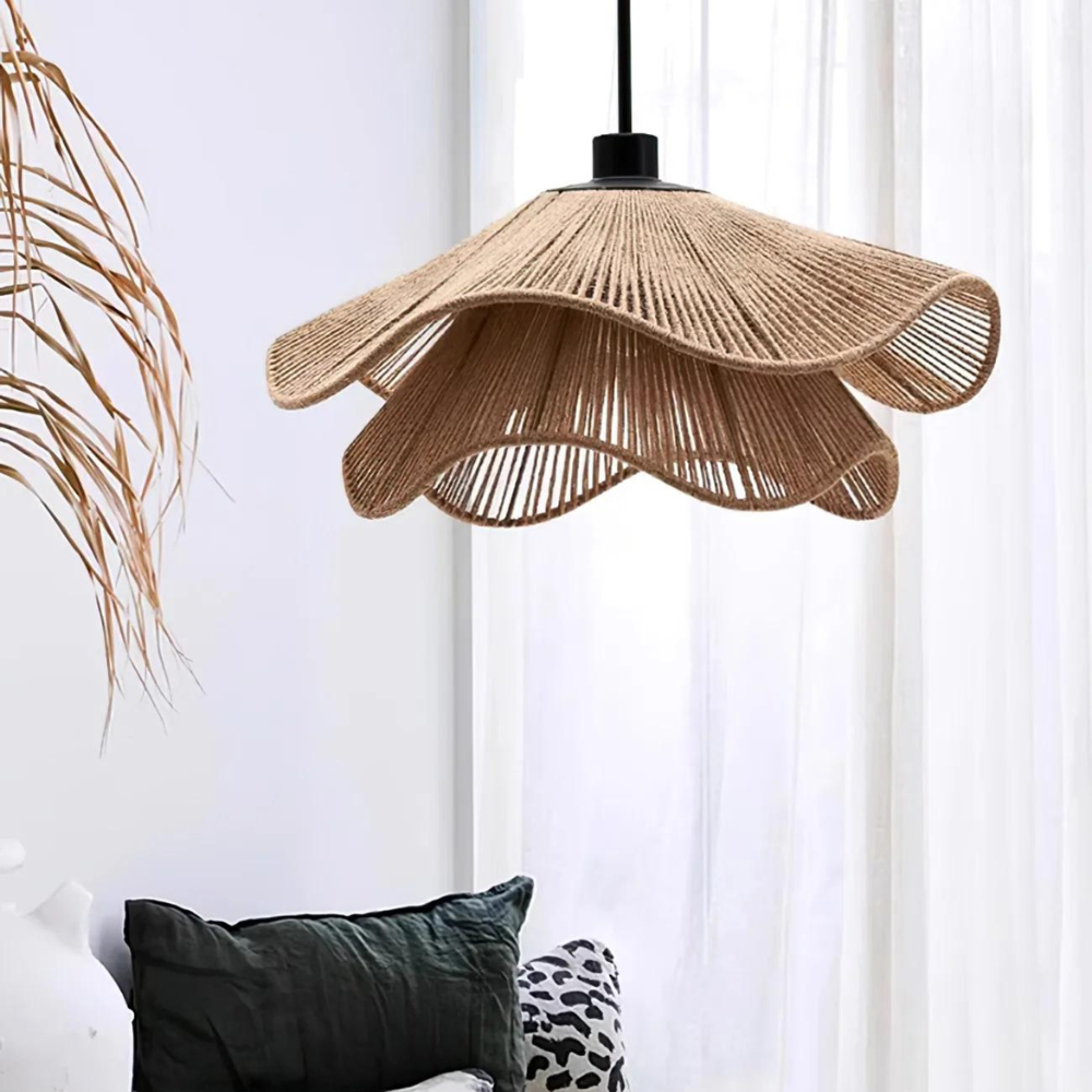 Tidecrest | Natural Finish Jute Pendant Lamp For Boho Rustic Interiors