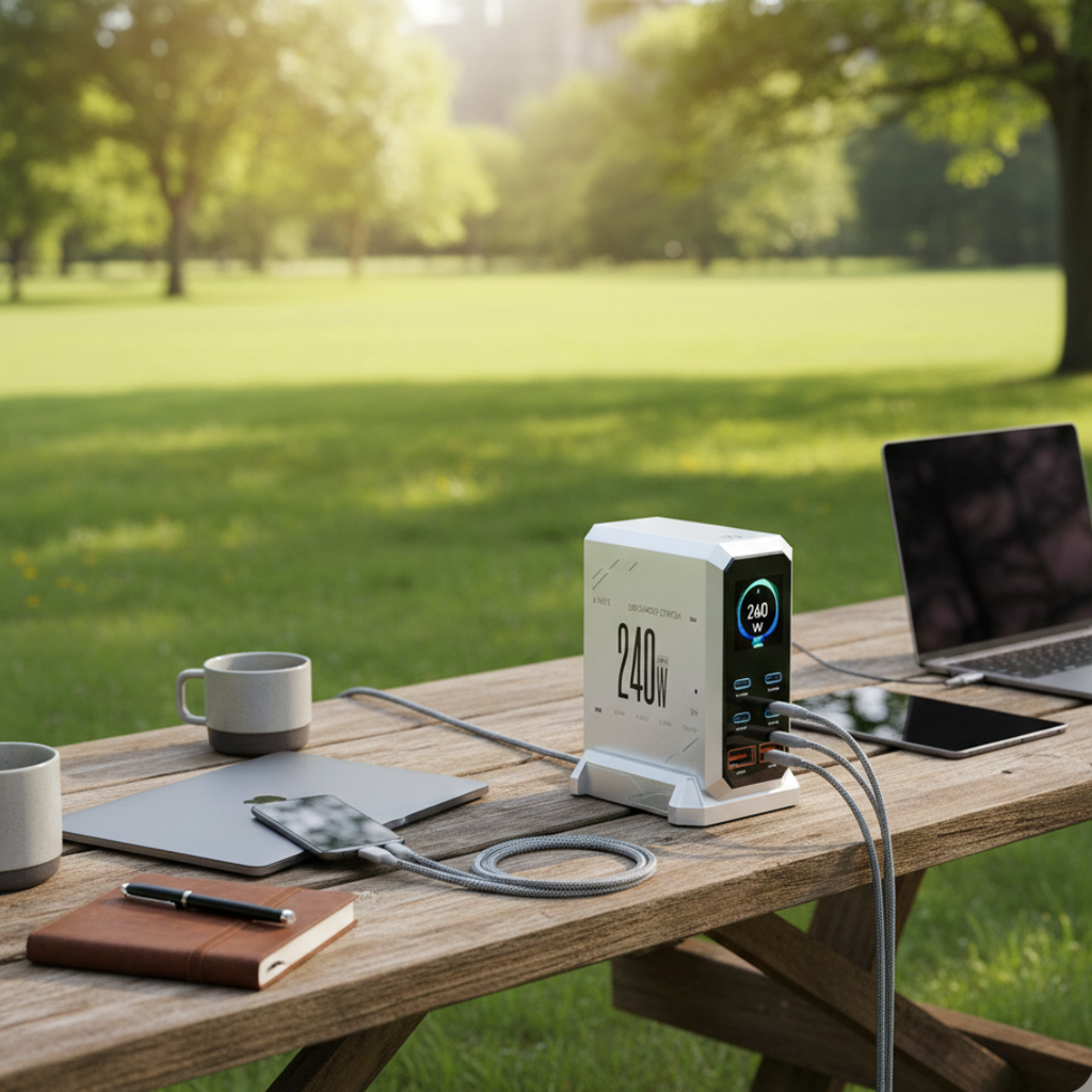 Ambient Light GaN Charger For Multiple Devices And Tablets