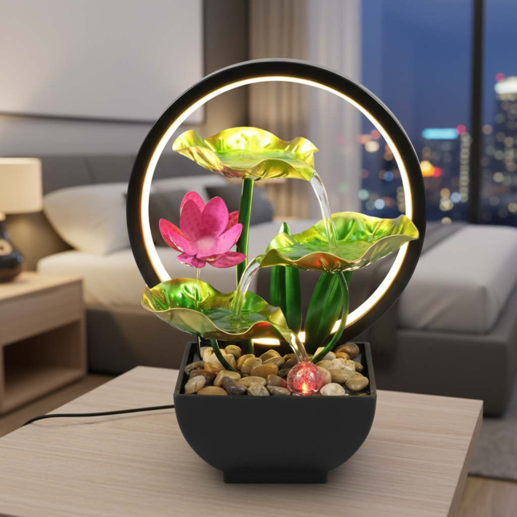 USB Powered LED Tabletop Fountain For Home Decor Ambient Light