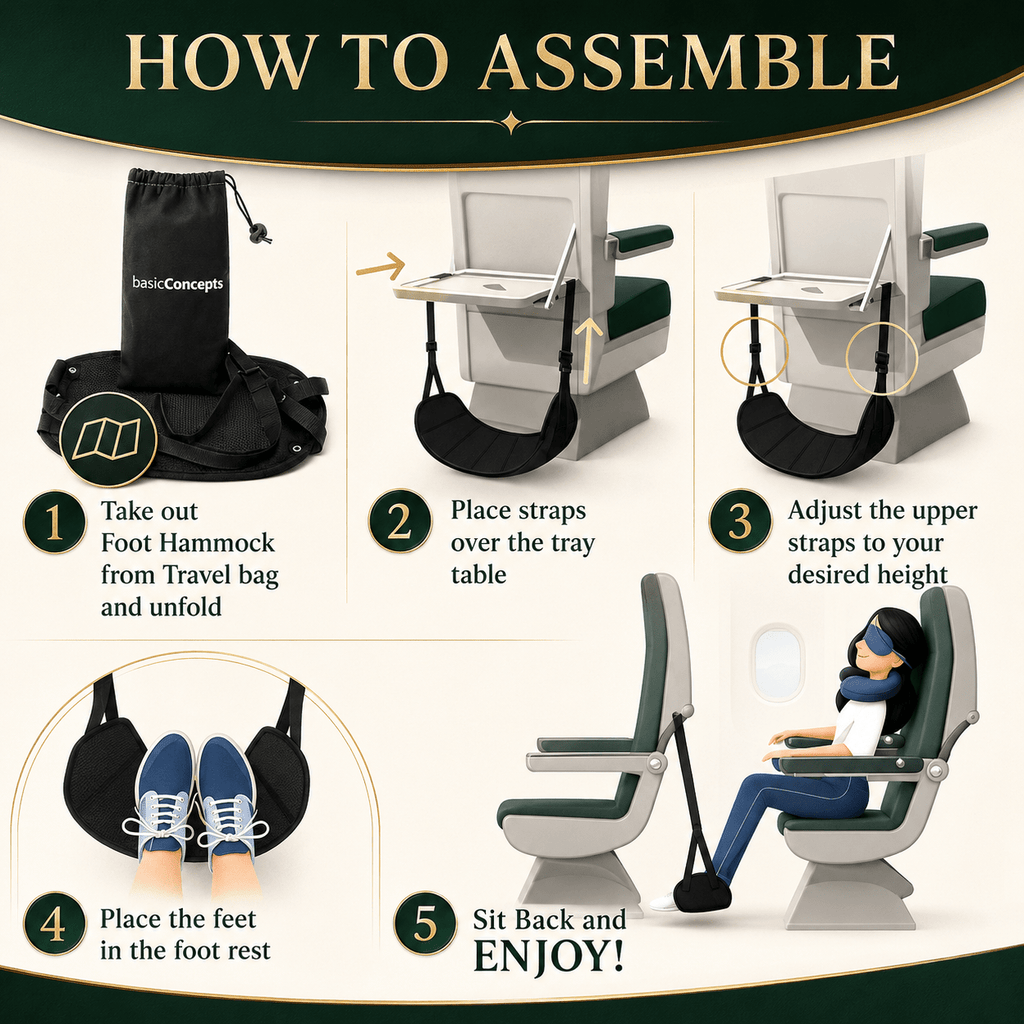 Travel Foot Hammock For Airplane Use On Long Flights