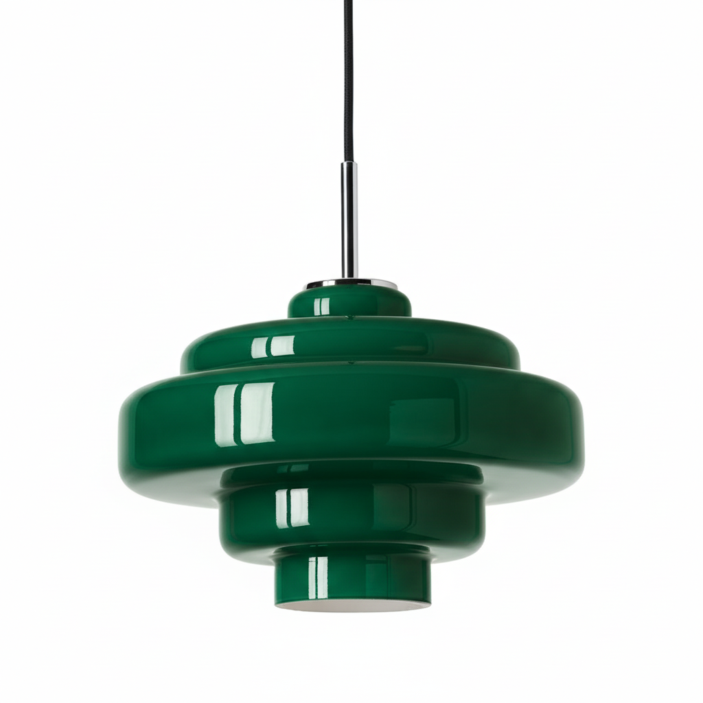 Bauhaus-Stil Pendelleuchte mit farbigem Glasschirm Deckenlampe
