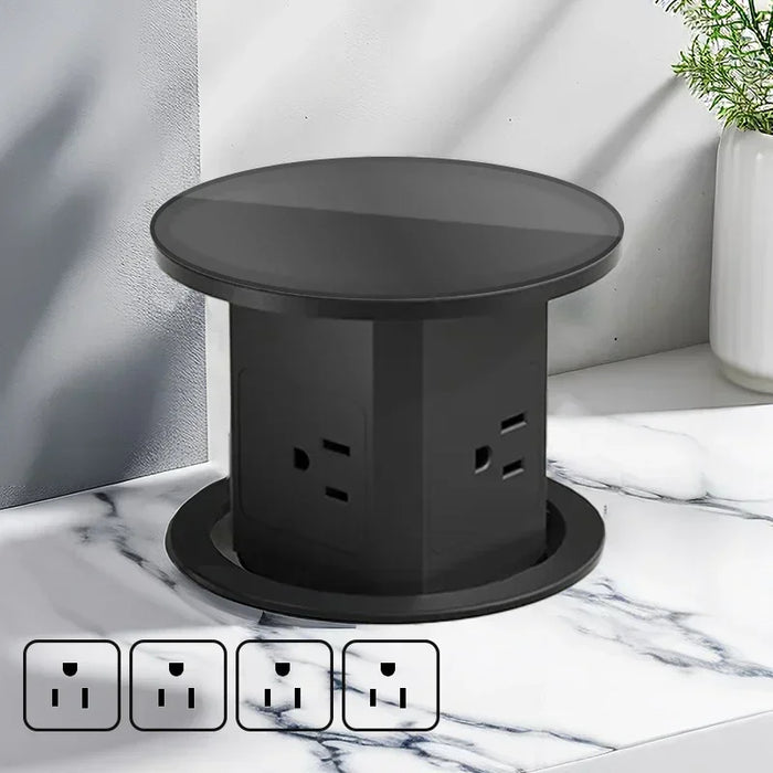 Automatisk pop-up bordstik med USB-C, trådløs opladning og global stikadapter