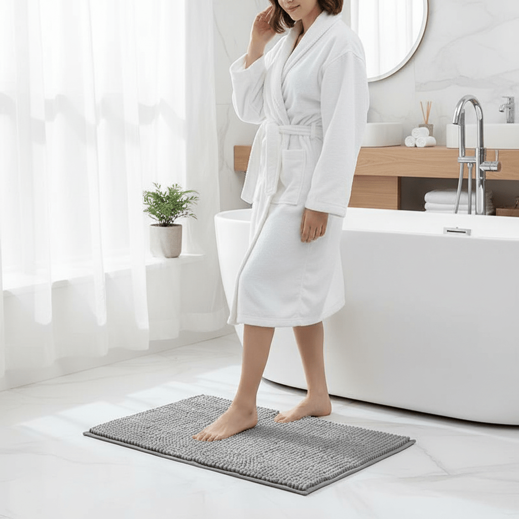 CozyFlow Komfortabel Chenille Badematte med Sklihemmende Bakside for Hjemmebruk Absorberende