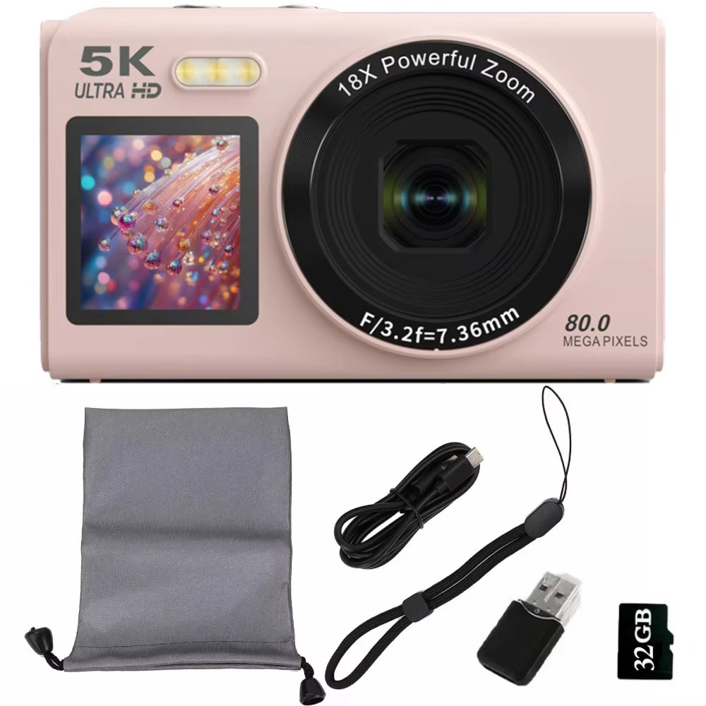 ClikVis dvouobrazovkový fotoaparát s 5K videem, 80MP fotografiemi a 18× zoomem