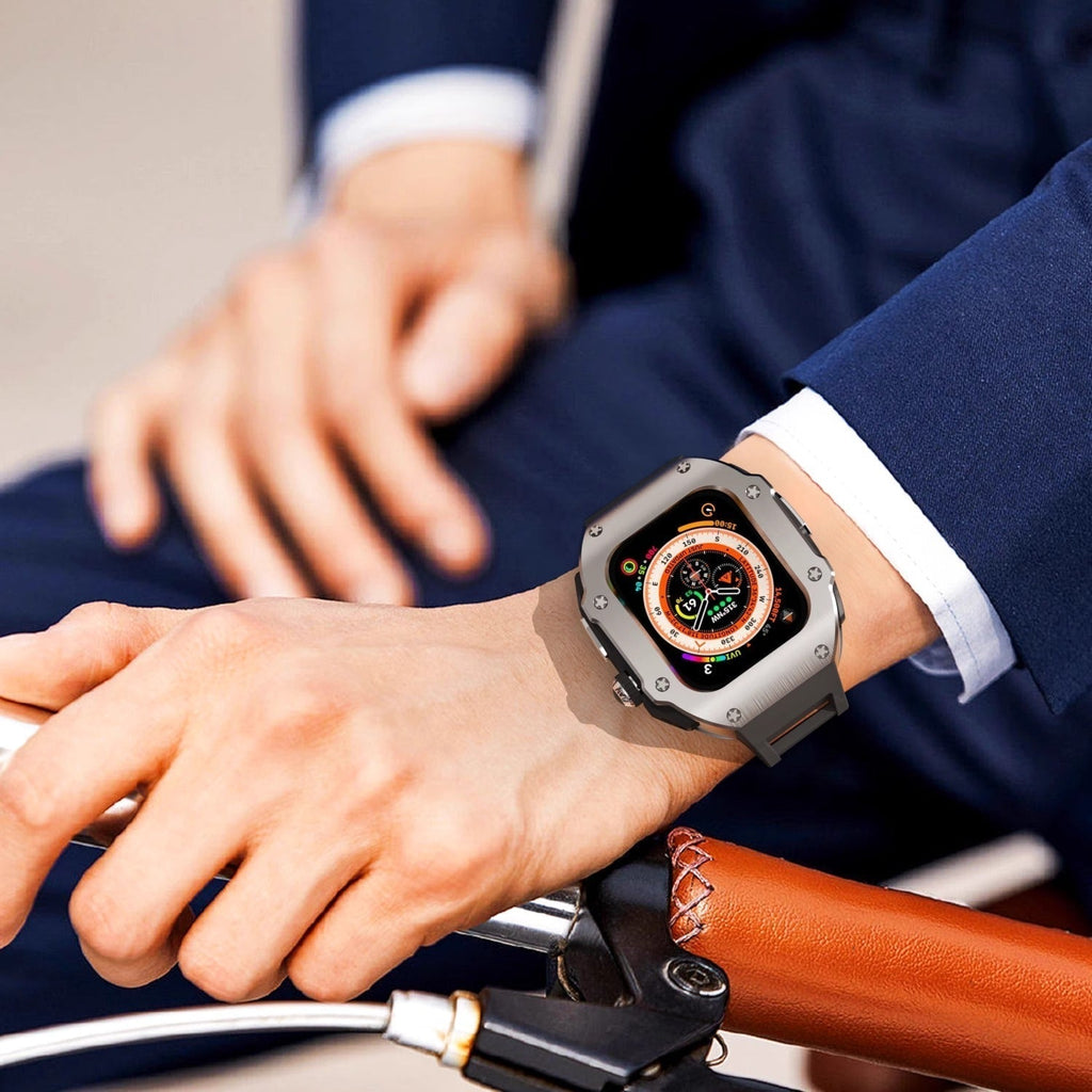 Carcasă cu bandă din fluororubber seria RM Vanguard, realizată din oțel inoxidabil pentru Apple Watch Ultra