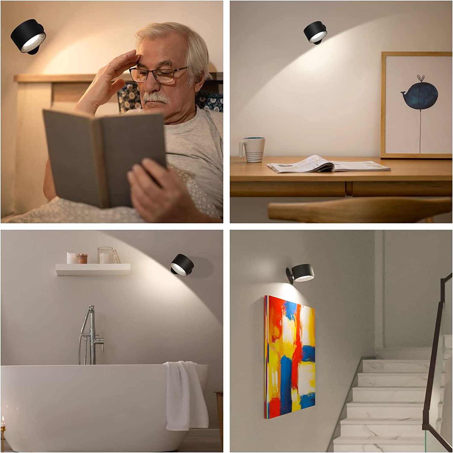 360 Degree USB Rechargeable Wireless Wall Lamp With 3 Brightness Levels For Home Use
