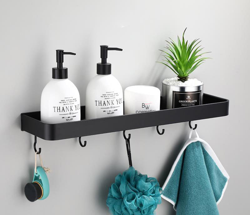 Kellan | Wall-Mounted Black Bathroom Rack in Space Aluminum | Orntli