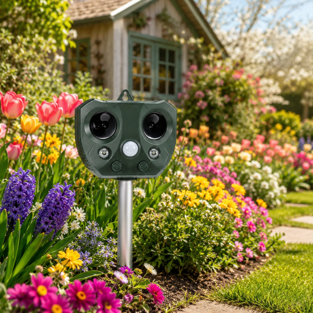 Ultrasonic Bird And Pest Defender Solar Powered Outdoor Repeller With PIR Sensor