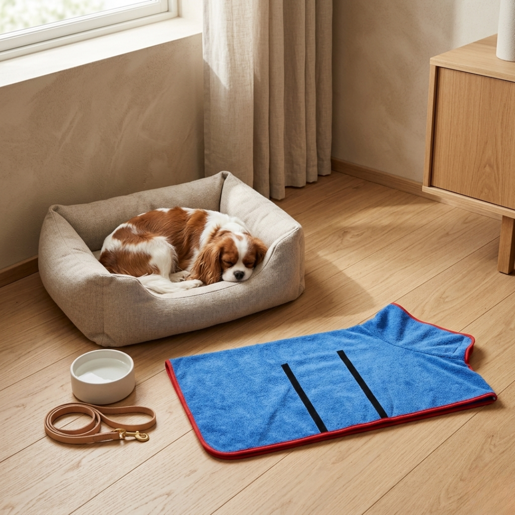 Albornoz toalla de microfibra Cozy Paws para perros de secado rápido