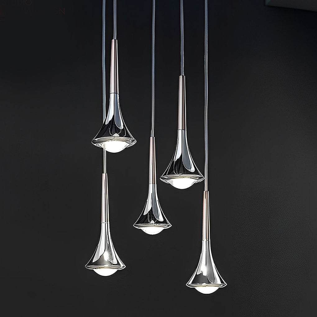 Lampada a sospensione nordica a goccia d'acqua in metallo con LED, 1 luce
