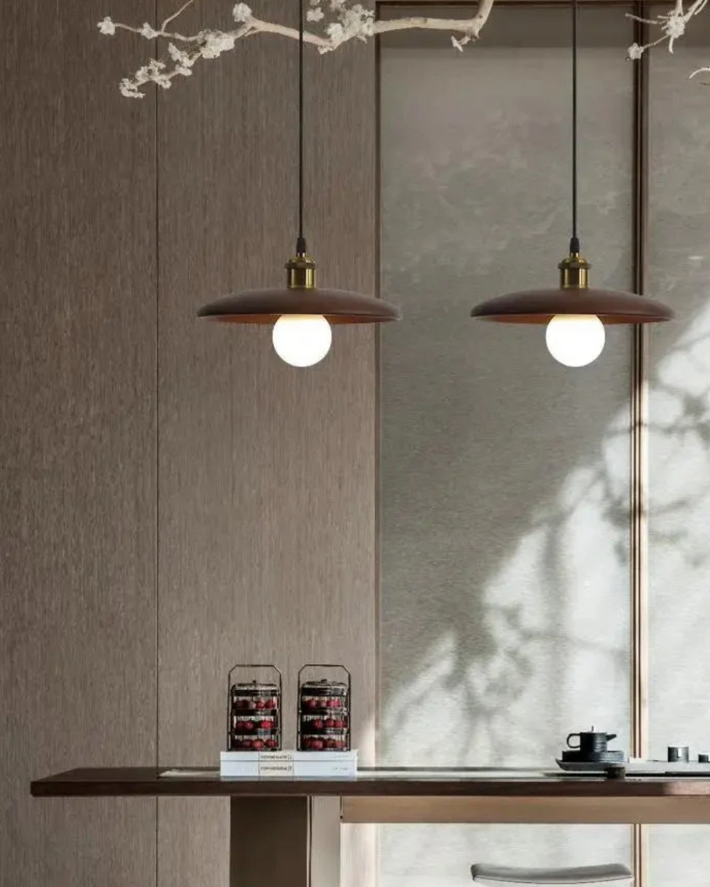 Norumi | Pendant Light with Slim Wooden Shade in Japandi Zen Style | Orntli