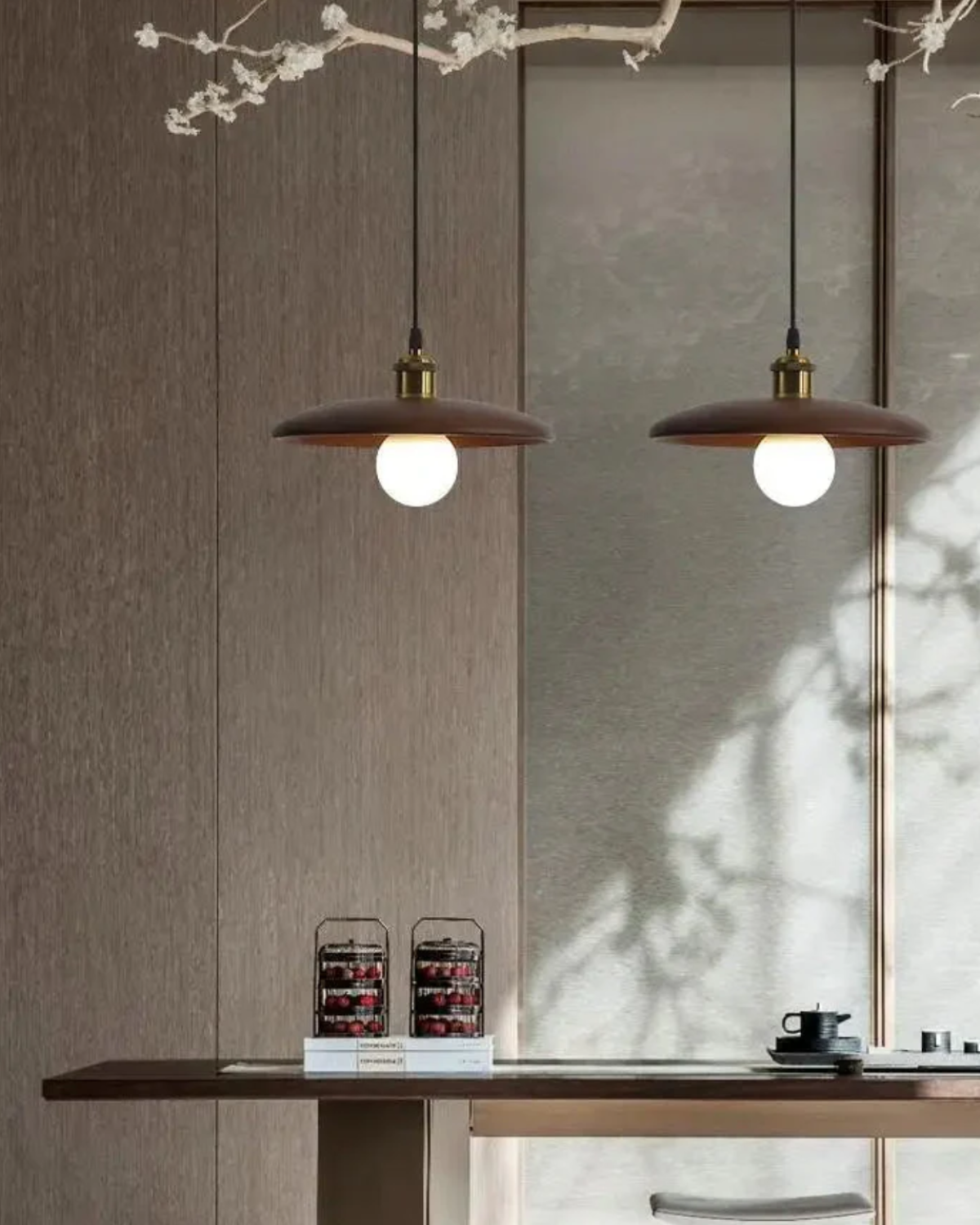 Norumi | Pendant Light with Slim Wooden Shade in Japandi Zen Style | Orntli