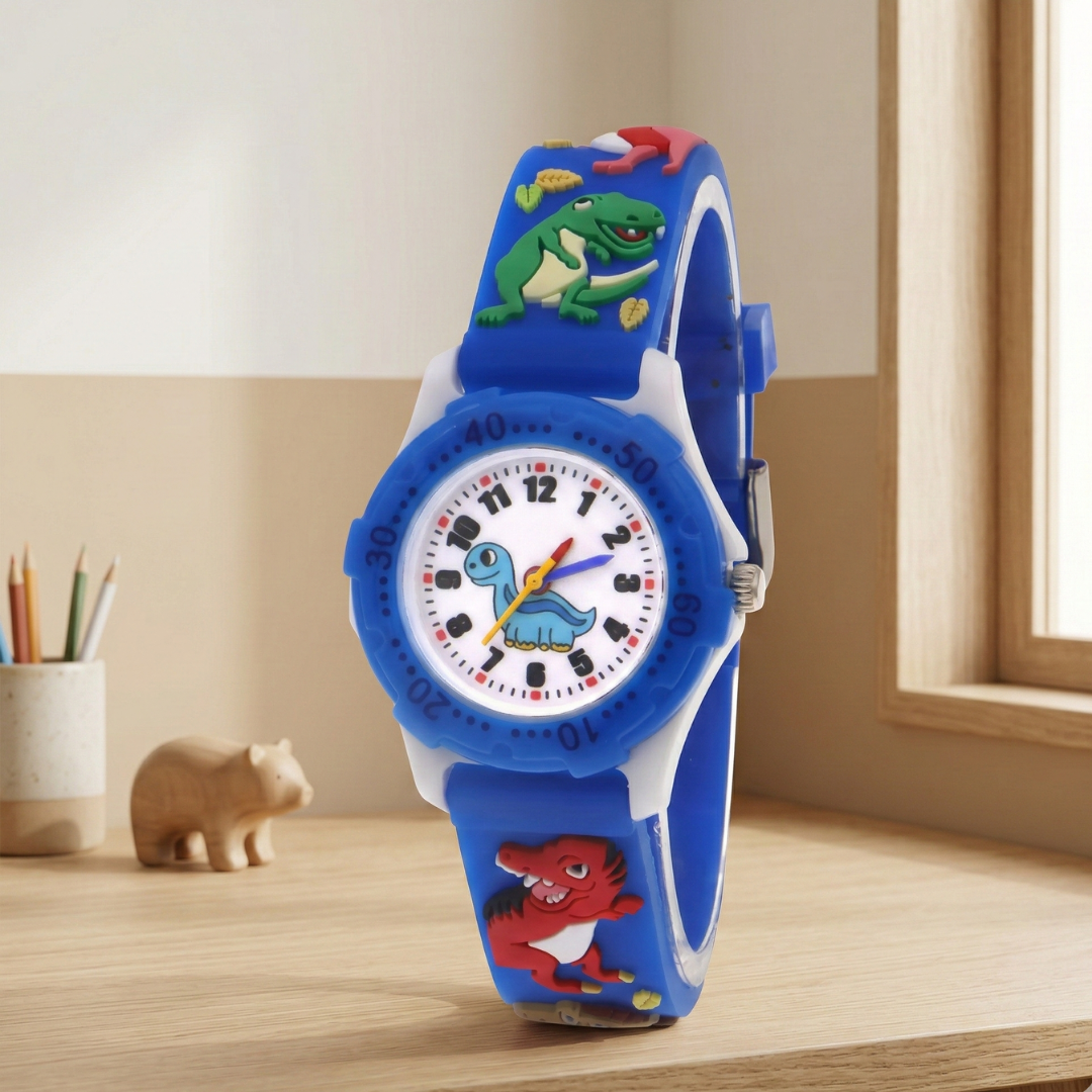 Dinosaur Themed Quartz Kids Wristwatch For Boys And Girls