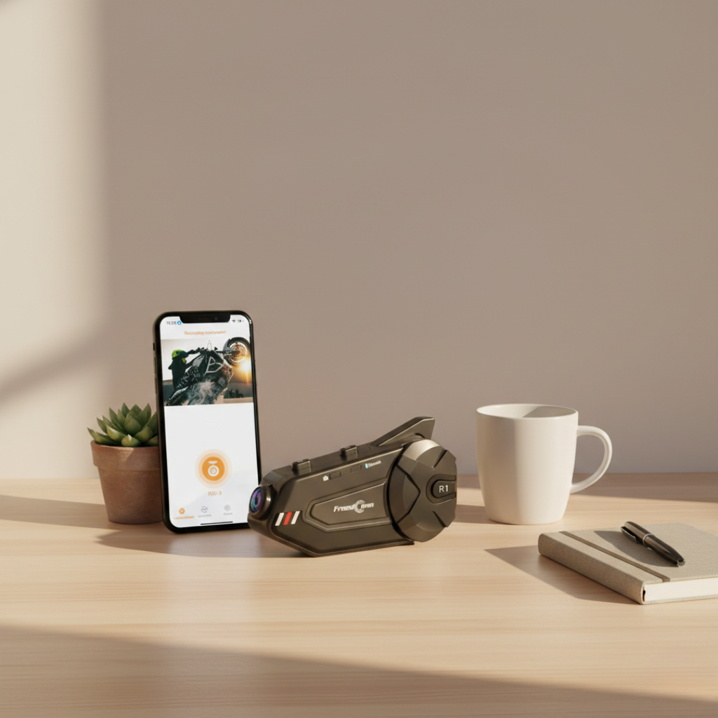 Interfono Bluetooth per Moto con Cuffie e Fotocamera 1080P