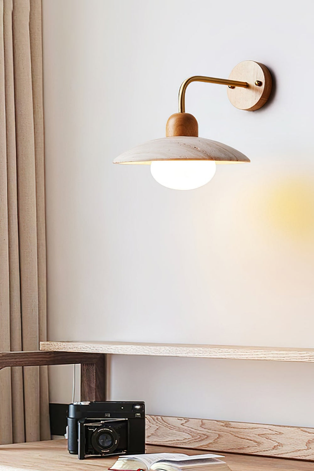 Lunara Travertine Disc Wall Light for Modern Interiors
