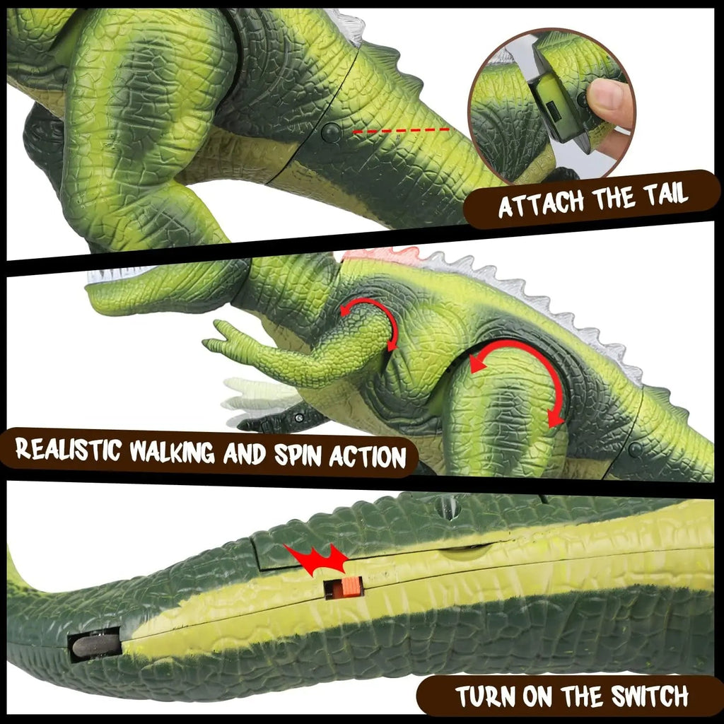 Remote Control T-Rex Dinosaur With LED Lights, Walking and Roaring Realistic Toys