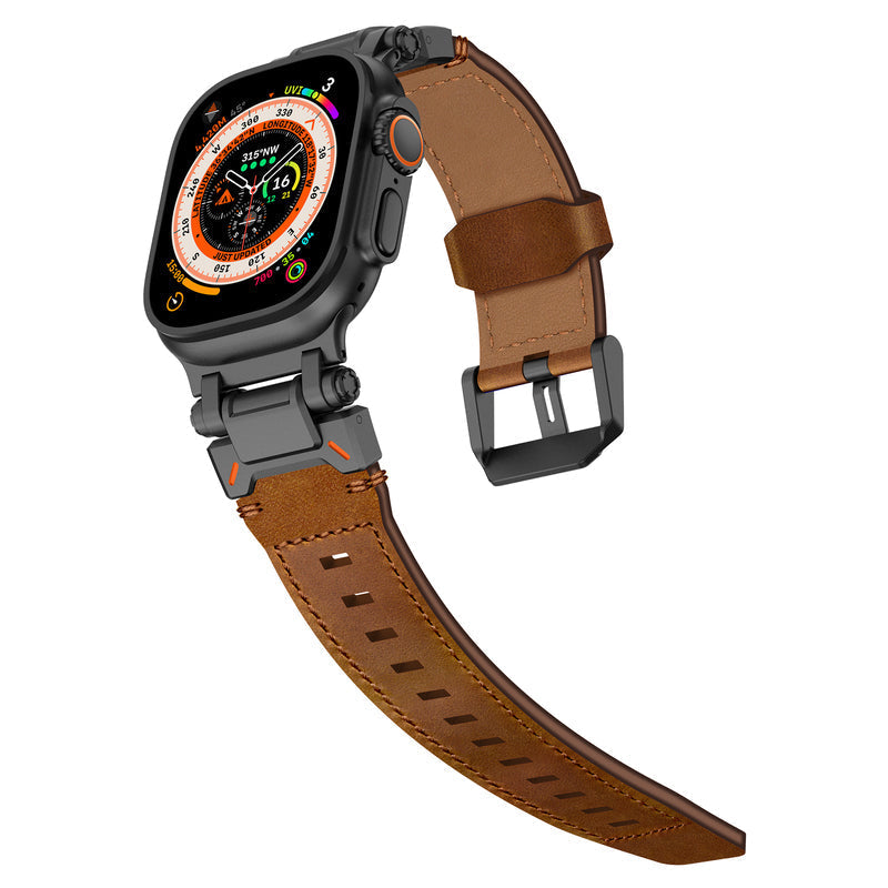 Skórzany pasek do Apple Watch z wytrzymałym wyglądem inspirowanym eksploratorem
