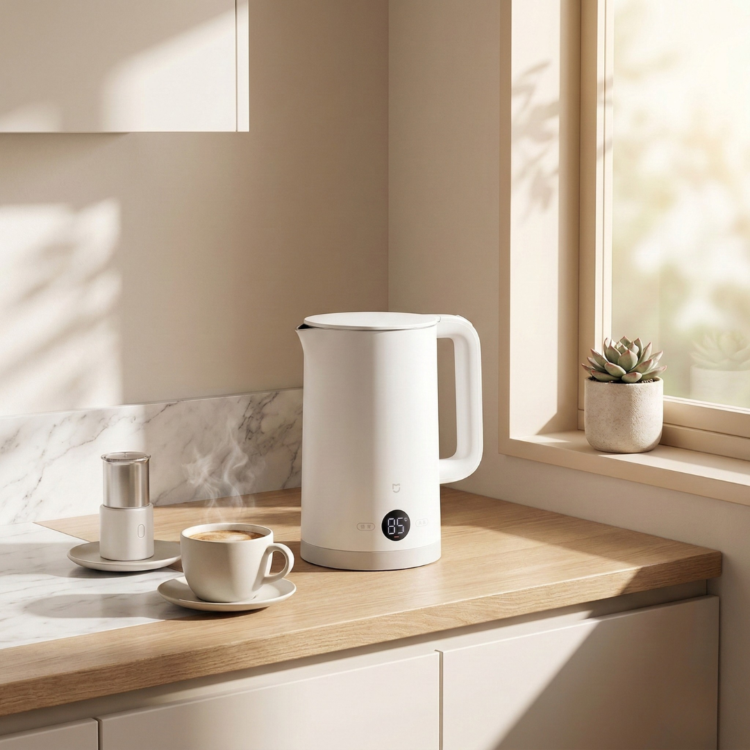 Robuster 1,7-L-Elektro-Wasserkocher im Edelstahl-Design