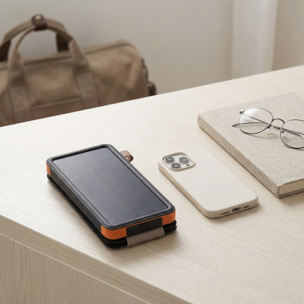 Caricatore Solare Portatile Pronto per Esterni con Torcia Integrata
