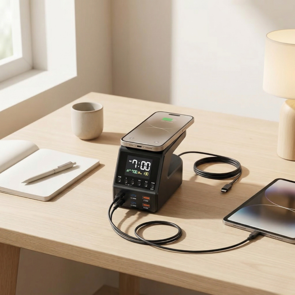 GaN 240W nabíjecí rozbočovač pro více zařízení se 4 USB-C porty a 2 USB-A porty