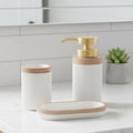 Ceravia Weißes Badezimmer-Set mit Seifenschale, Spender und Becher