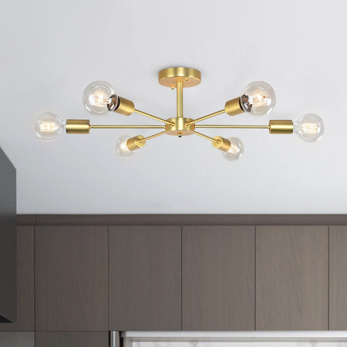 6-flammige Deckenleuchte für Wohnzimmer | Verstellbares modernes Design