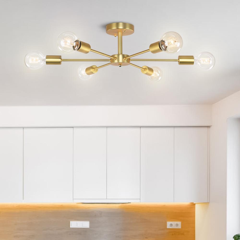 Lampă de tavan cu 6 becuri pentru living | Design modern reglabil