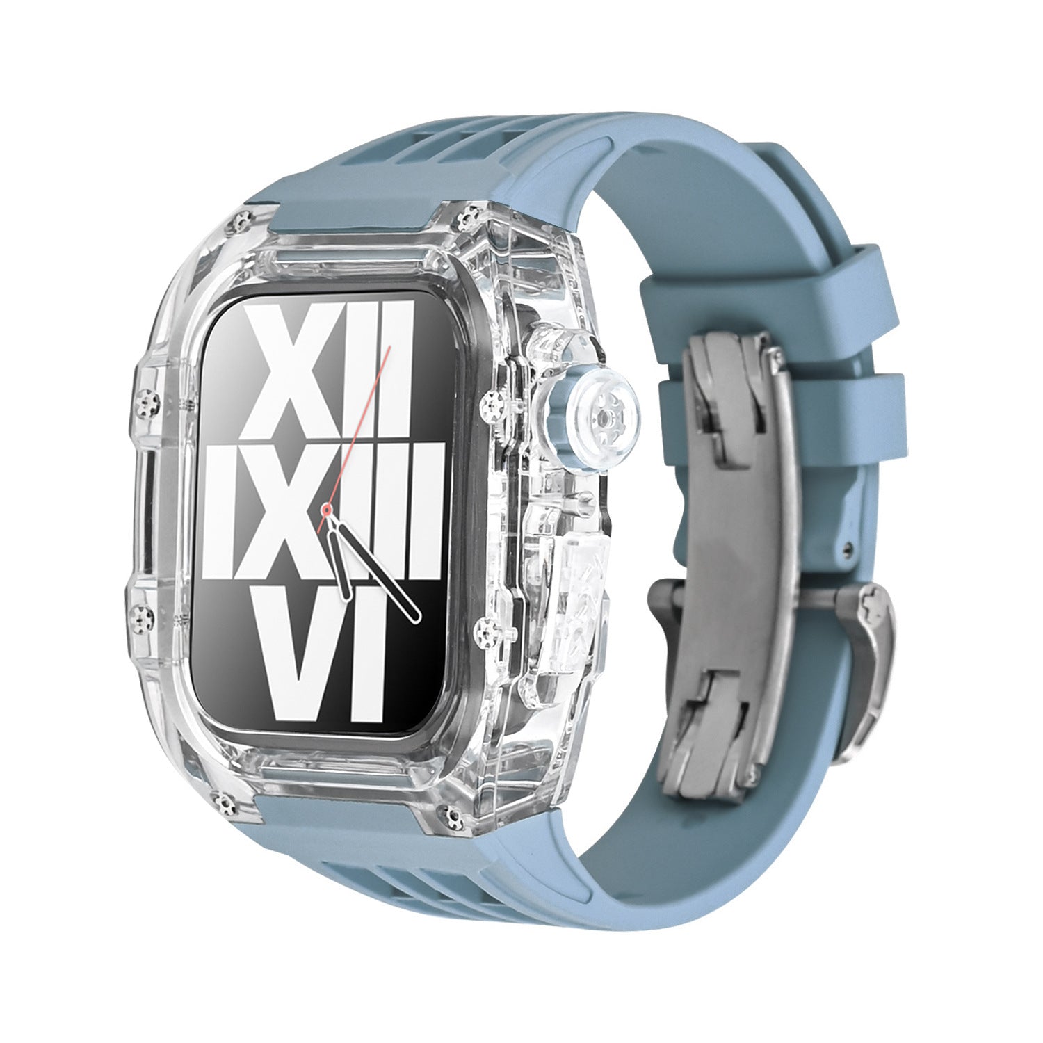 RM V30 Glacier Serisi Florokauçuk Şeffaf Kılıf Kauçuk Bant Mod Kiti Apple Watch için