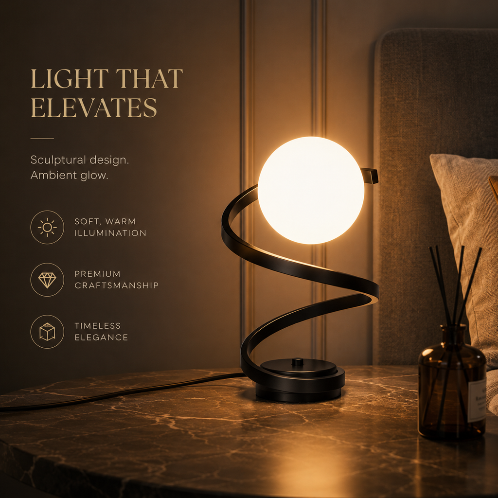 Compact 12-Inch Glass LED Bedside Lamp For Nightstands