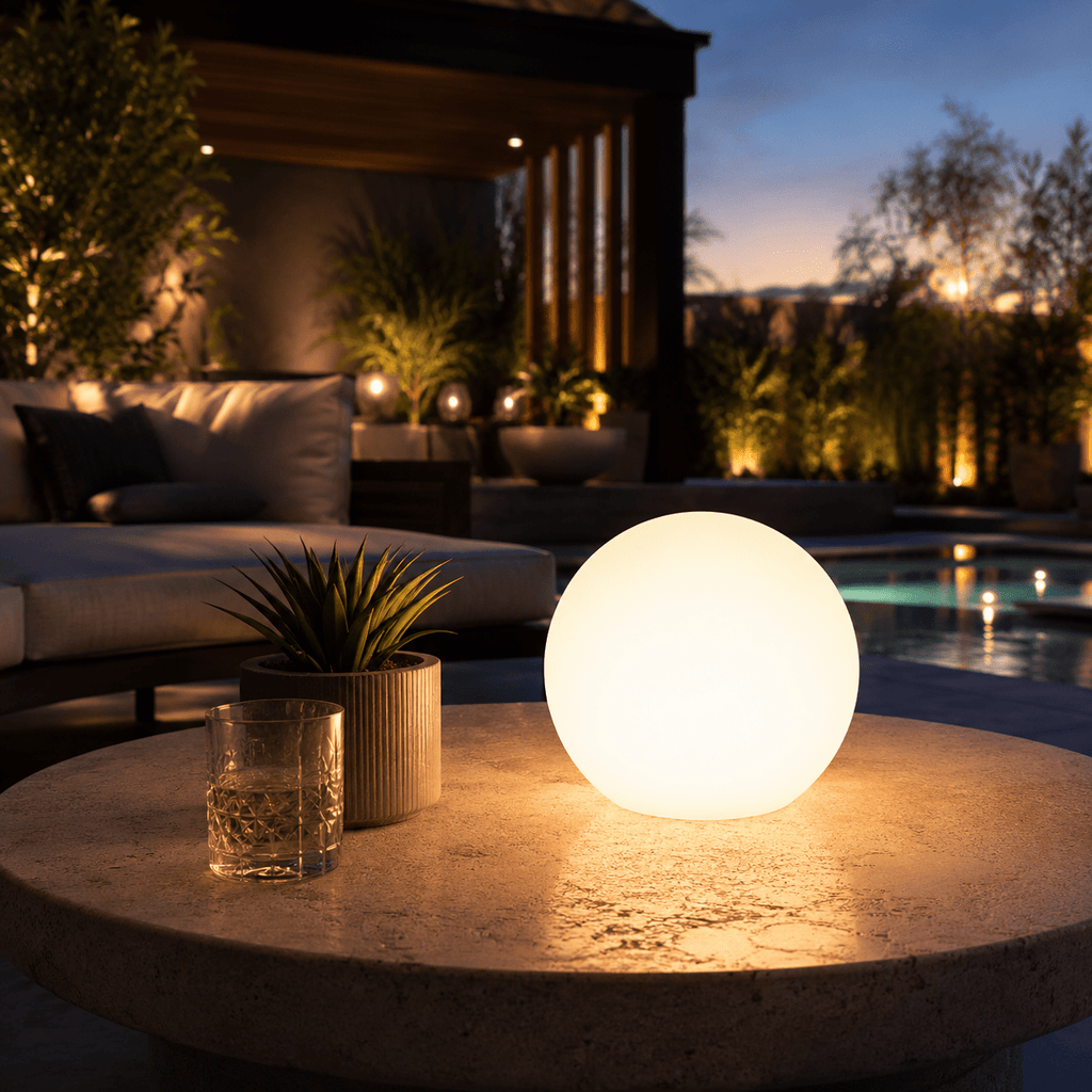 Compagnien Cordless LED Orb Table Lamp Indoor and Outdoor IP65 Waterproof