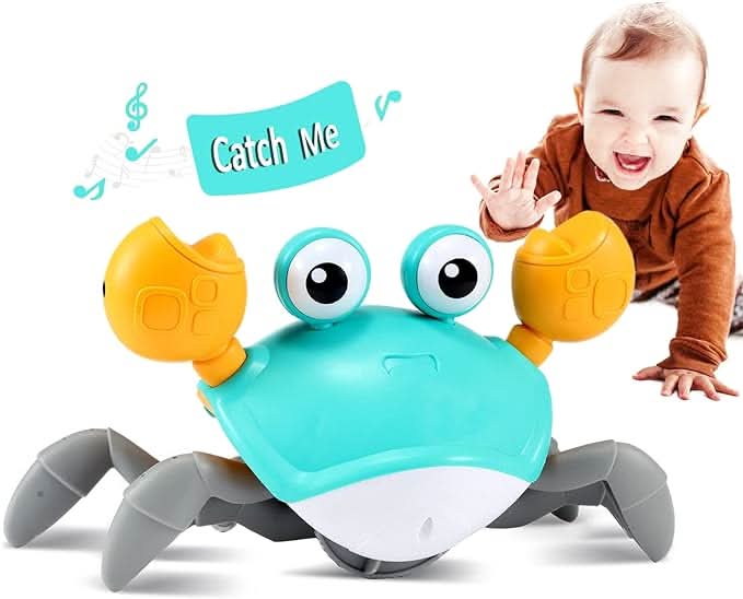 CrawlJoy Crab Crawling Toy With Music And Colorful Lights For Babies From 1 Year