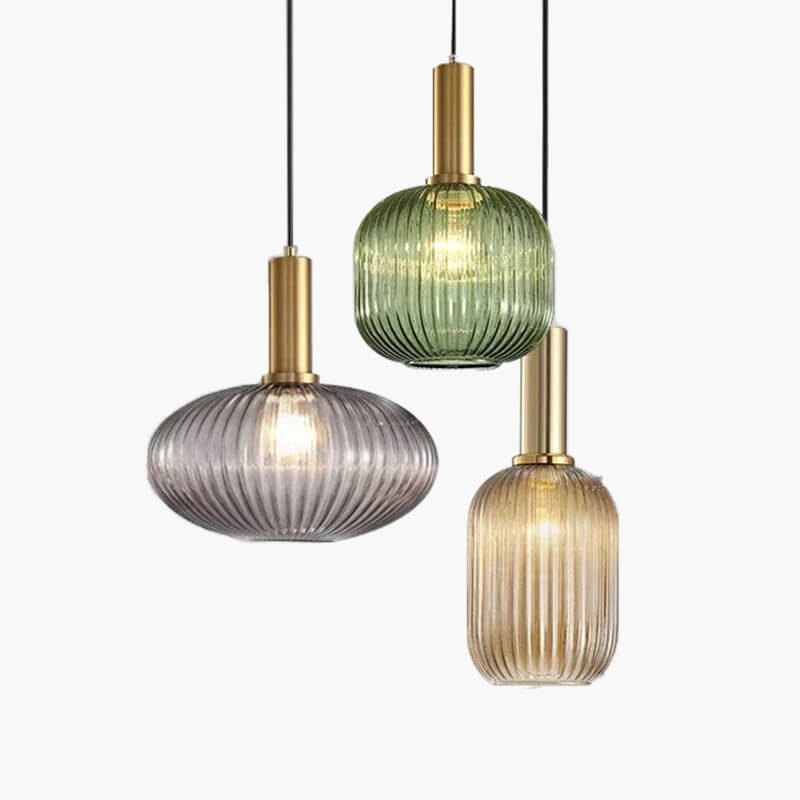 Nordic Vintage Glass Striped Pendeant Light - Orntli