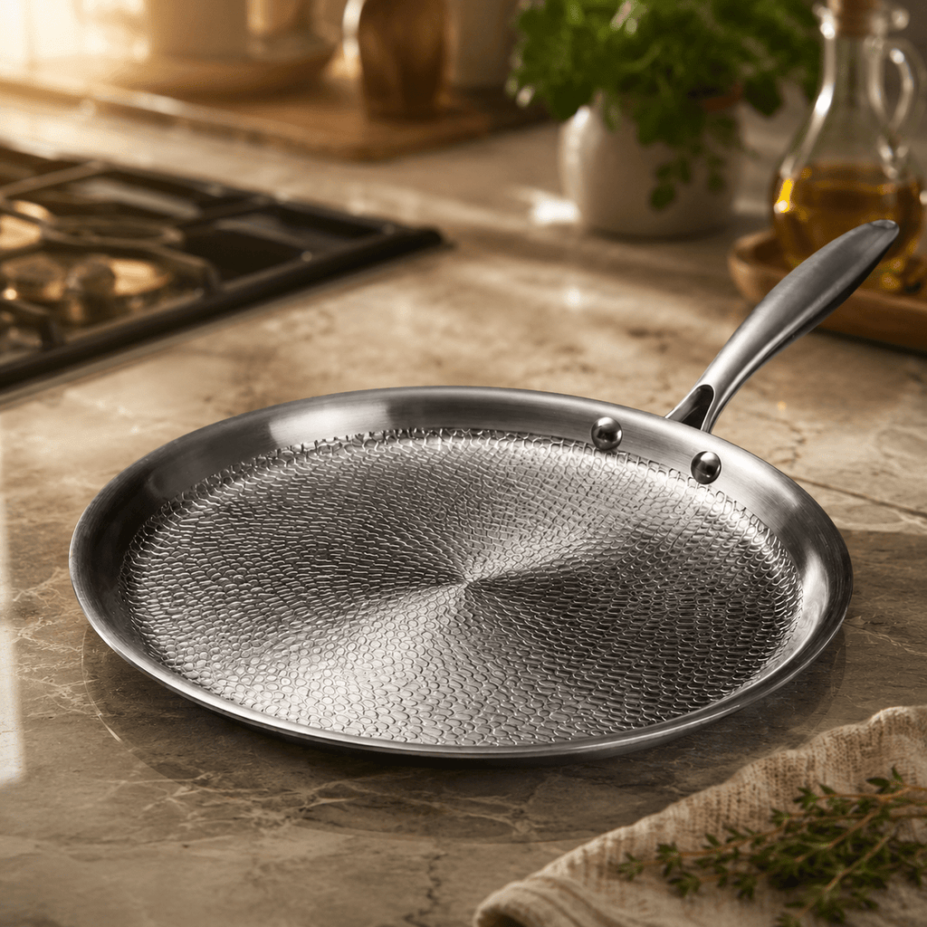 Crêpe-Pfanne mit handgehämmertem Finish und Titan-Konstruktion