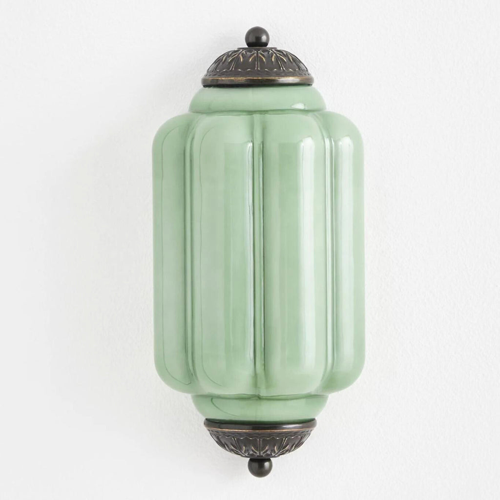 Lámpara de pared empotrada con vidrio opalino, estilo vintage antiguo