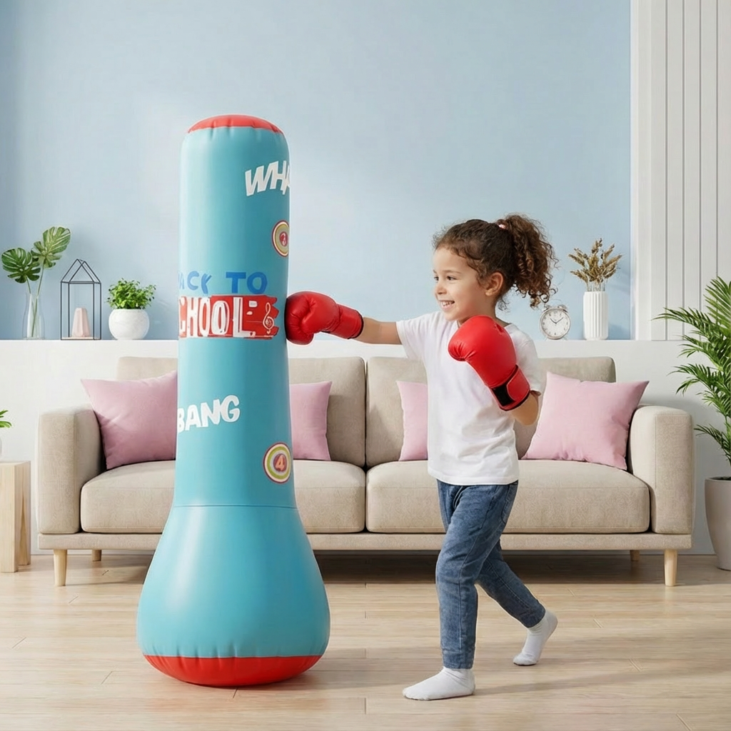 Kids Inflatable Punching Bag With Water Base And Soft Padding For Indoor And Outdoor Play