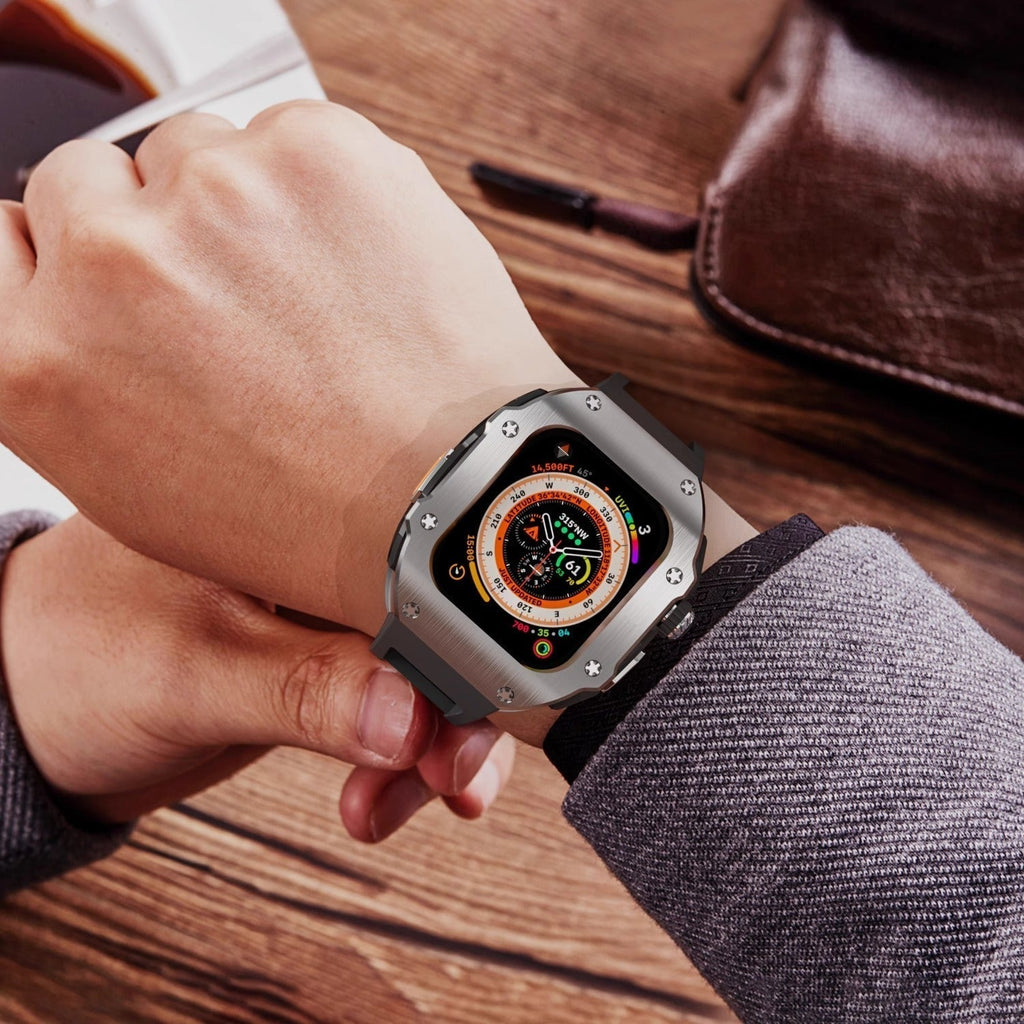 Carcasă cu bandă din fluororubber seria RM Vanguard, realizată din oțel inoxidabil pentru Apple Watch Ultra