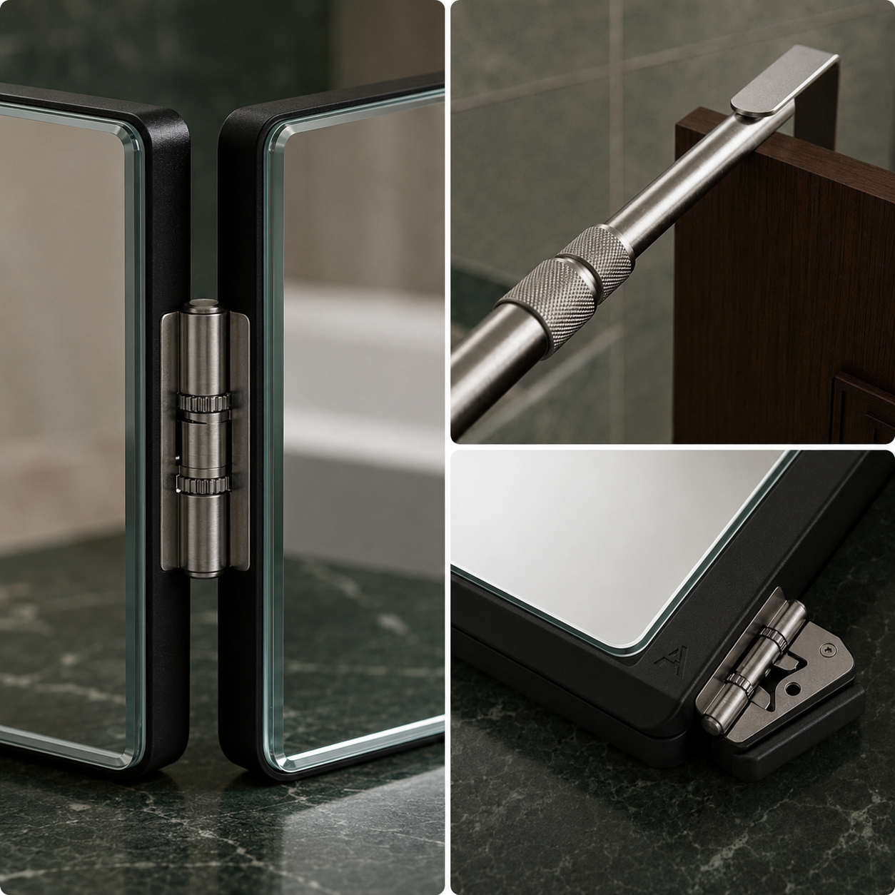Three-Panel Folding Grooming Mirror With 360 Degree View